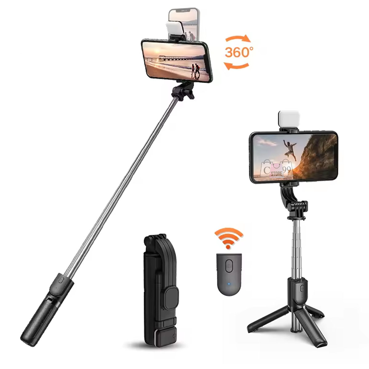 Miniatura 3 de Palo Selfie Con Aro De Luz  Monopod H8S